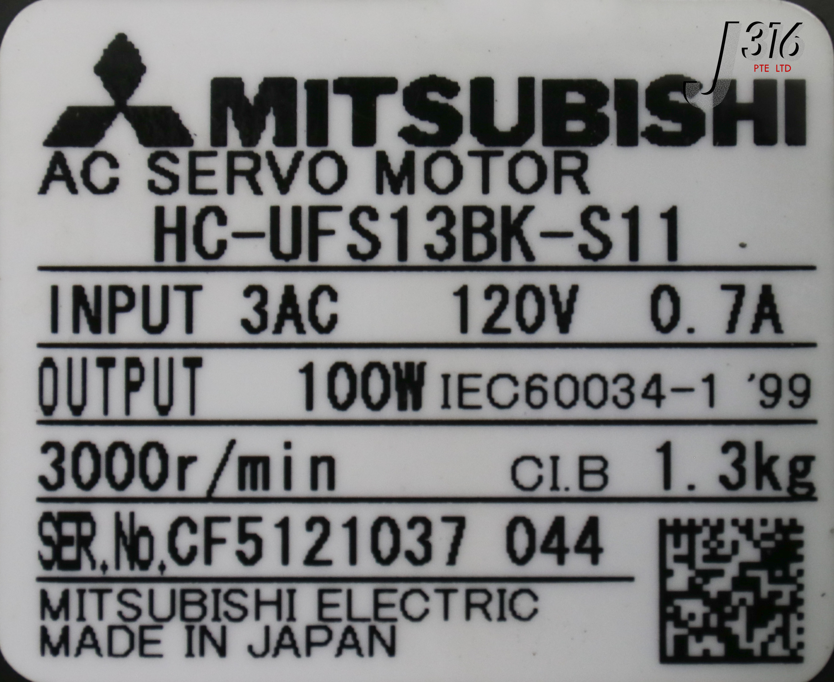 21815 MITSUBISHI AC SERVO MOTOR W/ HEARHEAD HC-UFS13BK-S11 | eBay